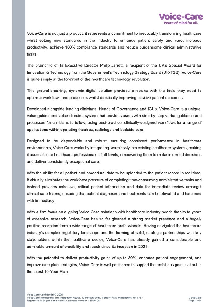 Voice-Care Alignment with the NHS 10 Year Plan